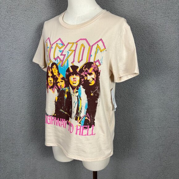 Love Tribe Juniors' Women's AC/DC Highway to Hell Cotton Tee Beige Small NWOT's - Picture 4 of 7